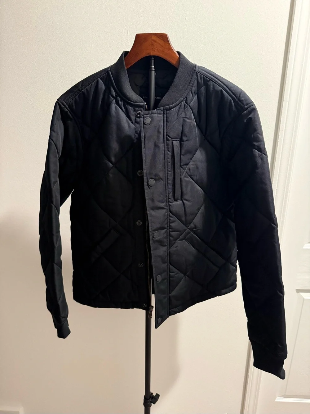 Banana Republic Dark Navy Blue Quilted Bomber Jacket